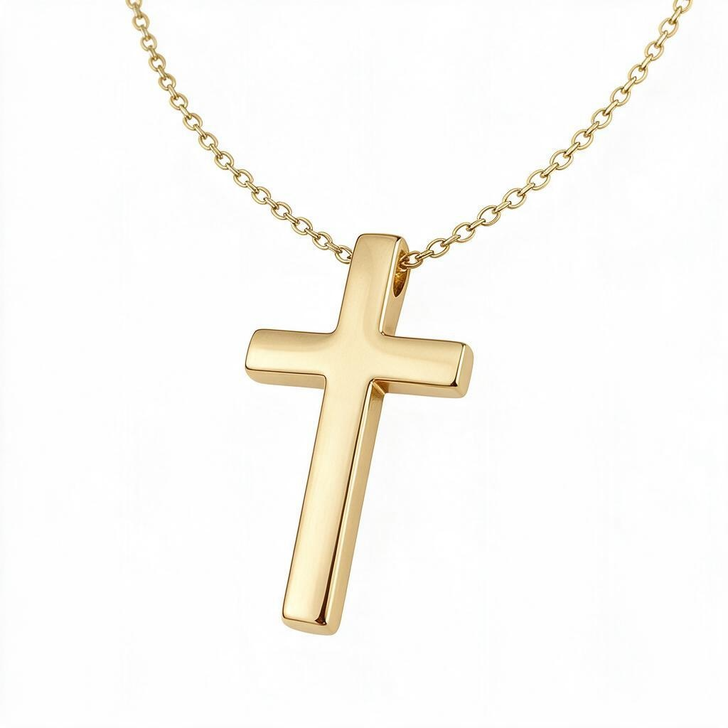 Gold vertical cross pendant necklace