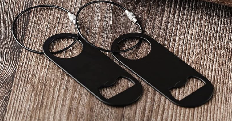 Black Metal Bottle Opener Keychain