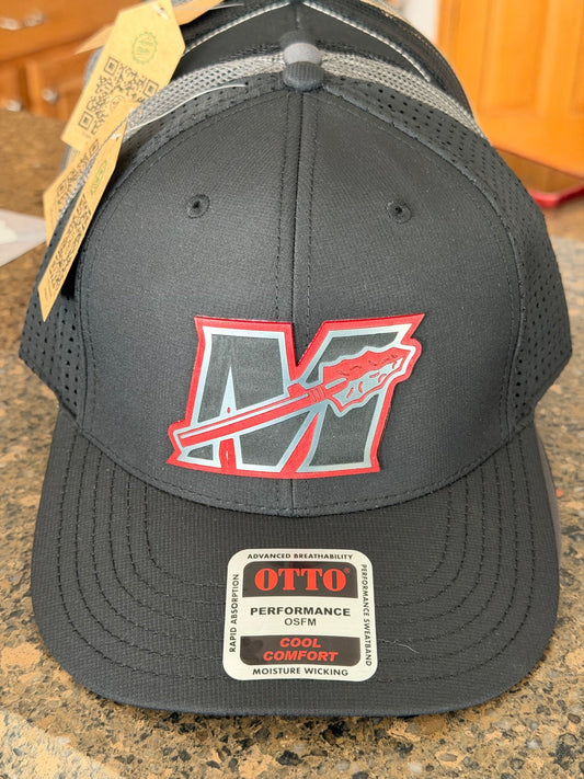 Black performance hat with Muskego Warriors M logo patch