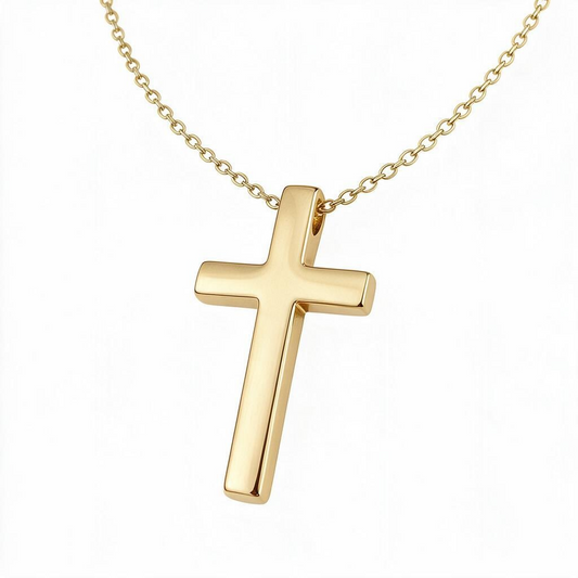 Gold vertical cross pendant necklace