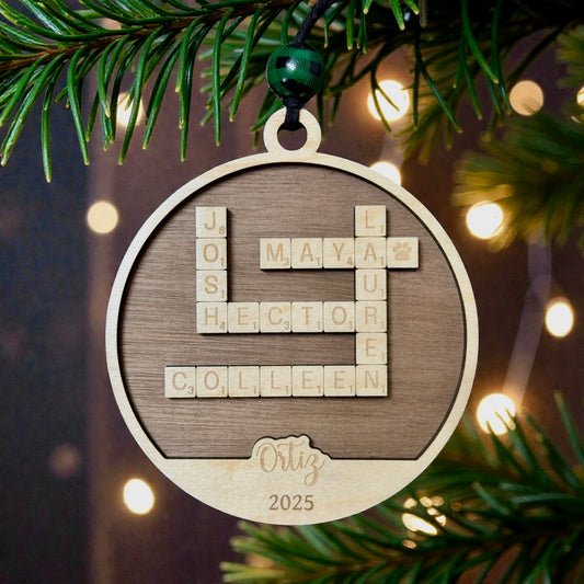 Scrabble inspired personalized ornament