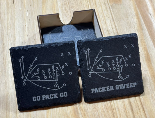 Green Bay Packer "Power Sweep" Coaster Set